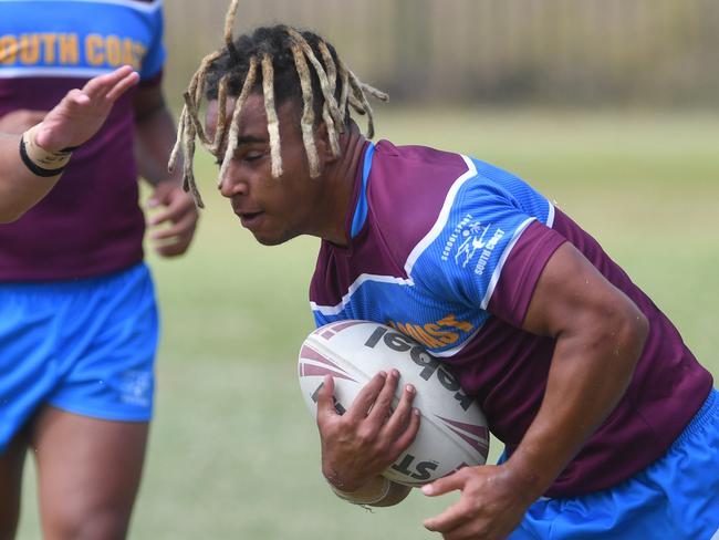 Queensland School Rugby League Championship Finals at Jack Manski Oval, Townsville. South Coast Maroon's Xavier Tauaifaiga. Picture: Evan Morgan