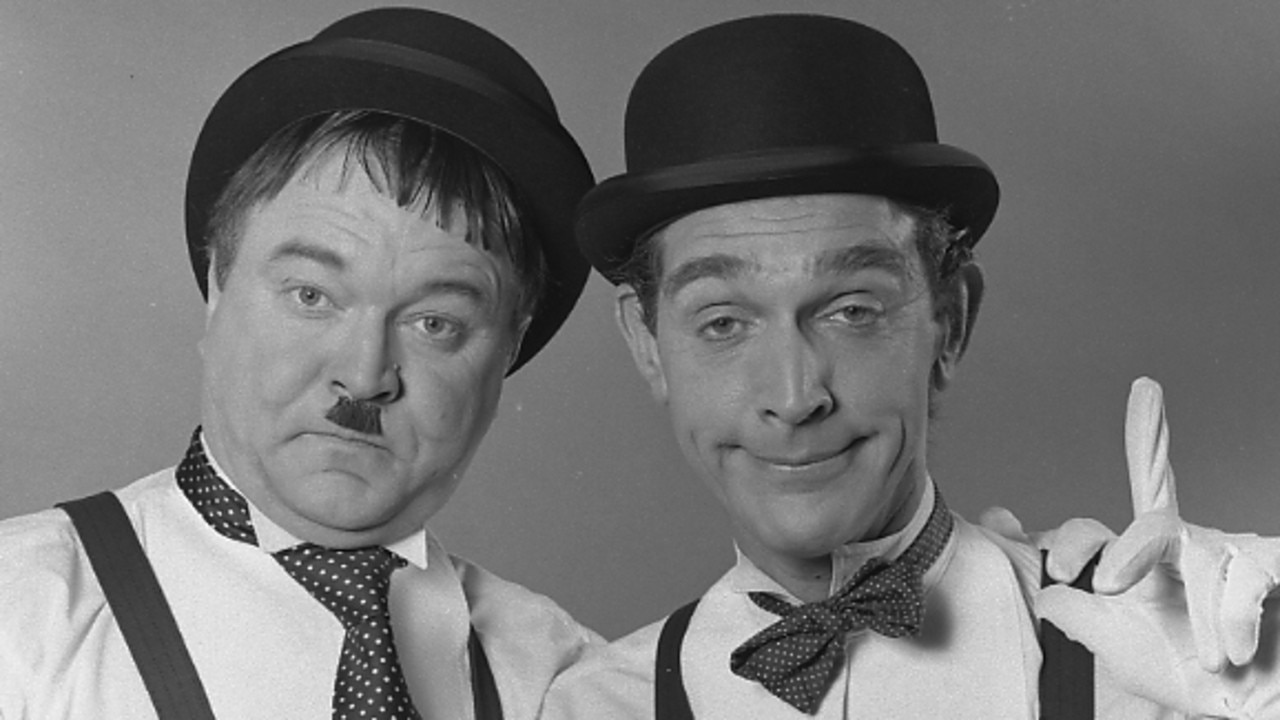 Newton and Don Lane dressed as Laurel and Hardy.