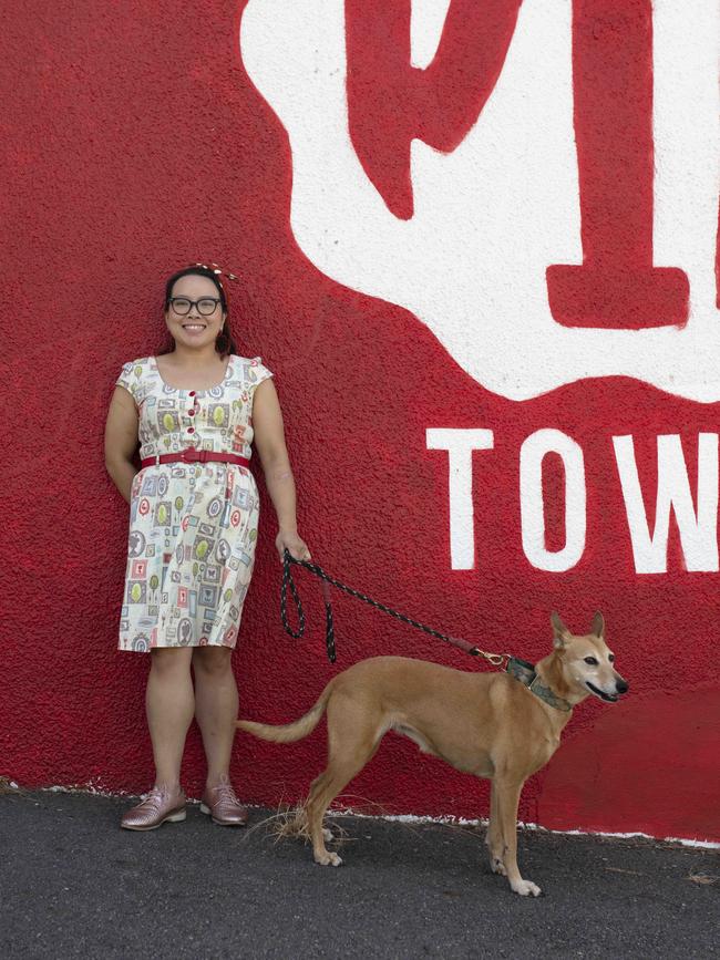 Susie with her beloved rescue dog Ginnifer.