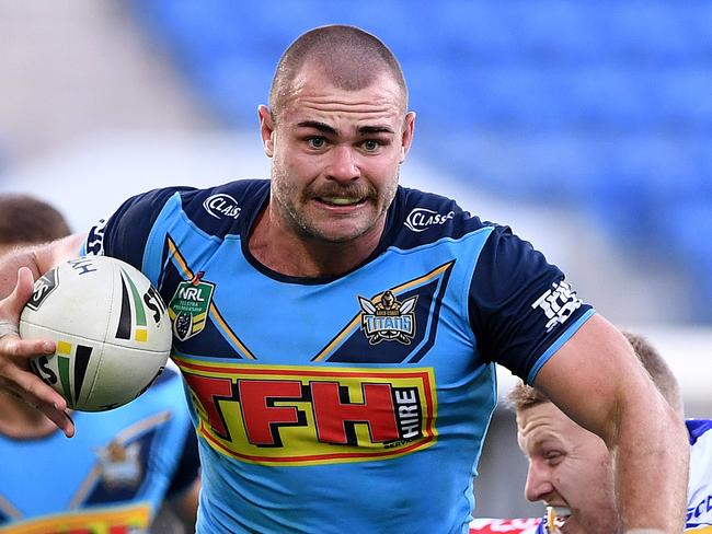 Keegan Hipgrave of the Titans during the Round 11 NRL match between the Gold Coast Titans and the Newcastle Knights at CBUS Super Stadium at Robina on the Gold Coast, Saturday, May 19, 2018. (AAP Image/Dave Hunt) NO ARCHIVING, EDITORIAL USE ONLY