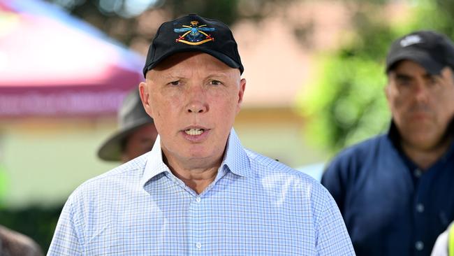 Defence Minister Peter Dutton has hit out at critics of the federal government’s response to catastrophic flooding in northern NSW, saying he won’t cop criticism of defence force personnel. Picture: NCA NewsWire / Dan Peled