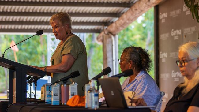 New Zealand High Commisioner Dame Annette King DNZM speaks during the Garma Festival. Picture: Tamati Smith/ Getty Images