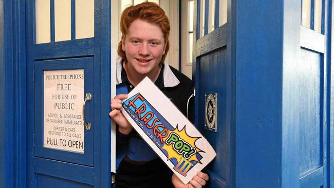 FraserPop preview - Joshua Quinn from Maryborough High School in the Tardis. Picture: Alistair Brightman