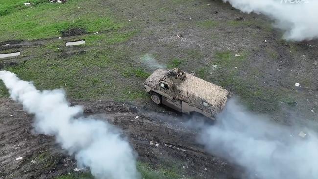 Ukrainian forces have credited their survival to the Aussie armoured vehicle, the Bushmaster. Picture: Supplied