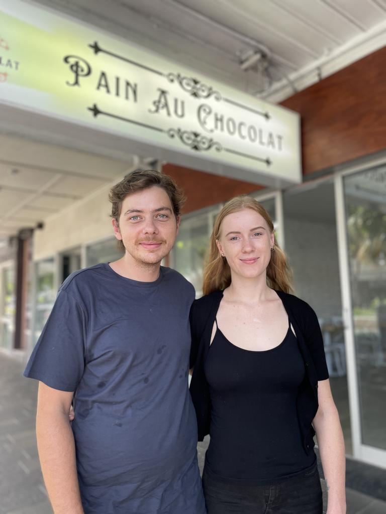 Tim Peet and Sinead Perrett outside their upcoming cafe Pain Au Chocolate Patisserie on Victoria St, Mackay. Photo: Zoe Devenport