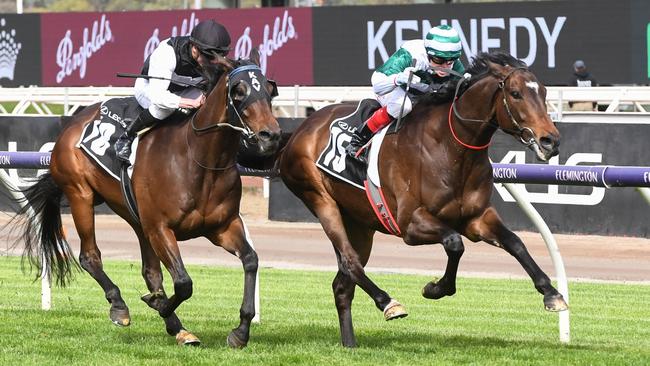 Future History (right) fights off First Immortal to win The Bart Cummings. Picture: Brett Holburt/Racing Photos via Getty Images