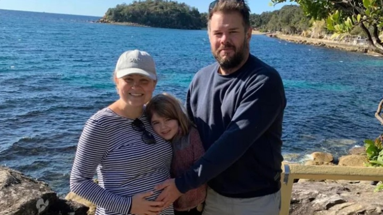 Tim Babbage with his daughter Eloise, five, and wife Gillian. Picture: GoFundMe