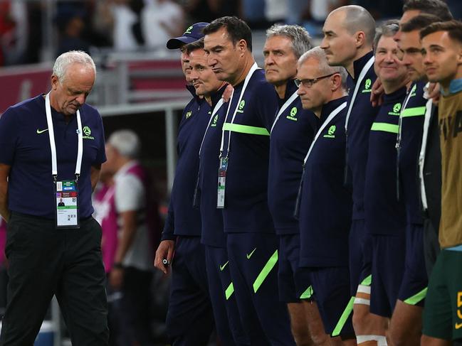 The tense moments of that penalty shootout against Peru when Arnold took the biggest gamble of his coaching career. Picture: Karim Jaafar/AFP