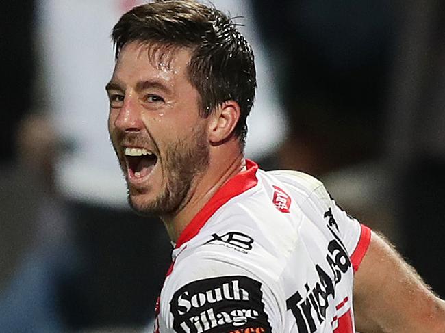 St George's Ben Hunt scores his second try during the St George v Bulldogs NRL match at Jubilee Stadium, Kogarah. Picture: Brett Costello