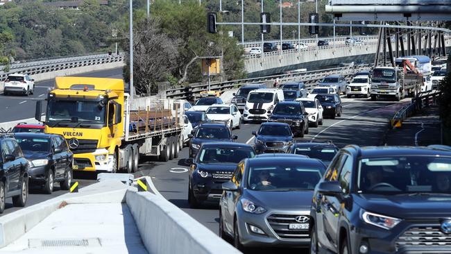 Commuter chaos after the opening of the Rozelle Interchange. Picture: Richard Dobson