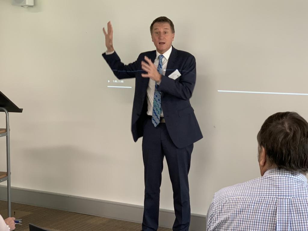 CQU vice-chancellor Nick Klomp speaking at the launch of CRESC. PHOTO: Lachlan Berlin