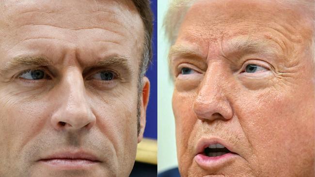 Emmanuel Macron n said Americans will be “weaker and poorer” after Donald Trump’s tariff announcement. Picture: AFP