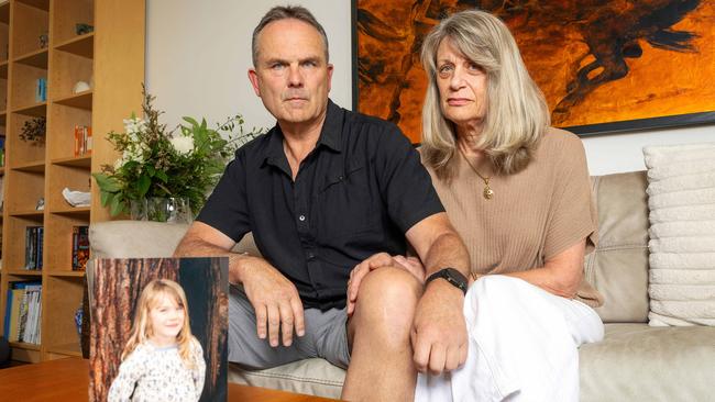 Elise Hodder’s heartbroken parents Pauline and Michael. Picture: Mark Stewart