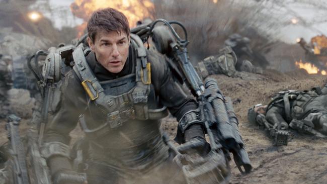 This image released by Warner Bros. Pictures shows Tom Cruise in a scene from "Edge of Tomorrow." (AP Photo/Warner Bros. Pictures)