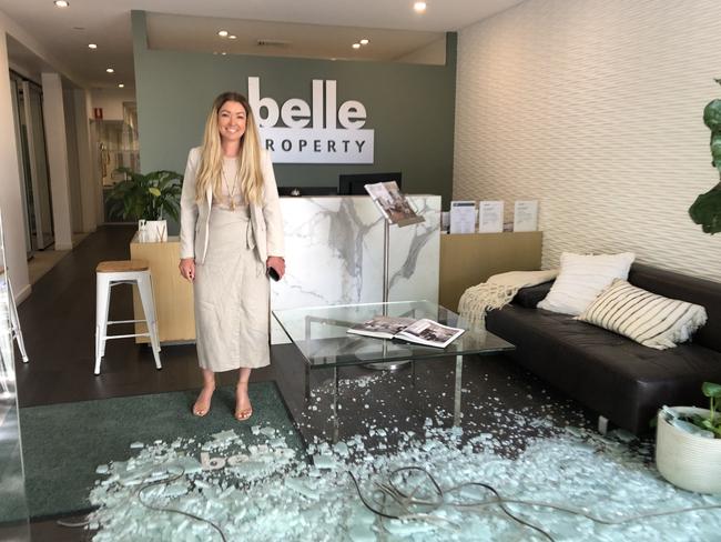 Jodie Loveday, co-owner of belle property on Sydney Rd, Manly, which was allegedly damaged by a man armed with a hammer on a vandalism rampage early on Monday. Picture: Jim O'Rourke