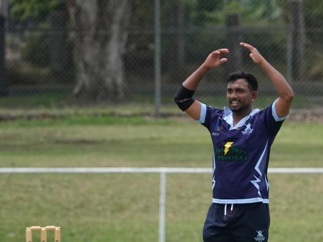 DDCA cricket: North Dandenong v Buckley Ridges at Lois Twohig Reserve. Buckley Ridges bowler Ishan Jayarathna.  Picture: Valeriu Campan