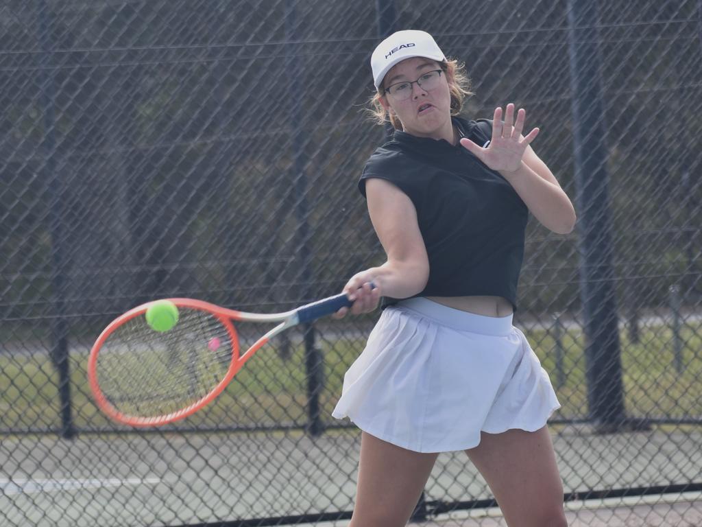 Players on court at the JDS Central Region tournament at the Rockhampton Regional Tennis Centre on July 14, 2024.