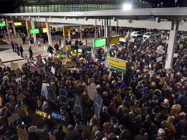 Protesters at JFK. Picture: Craig Ruttle