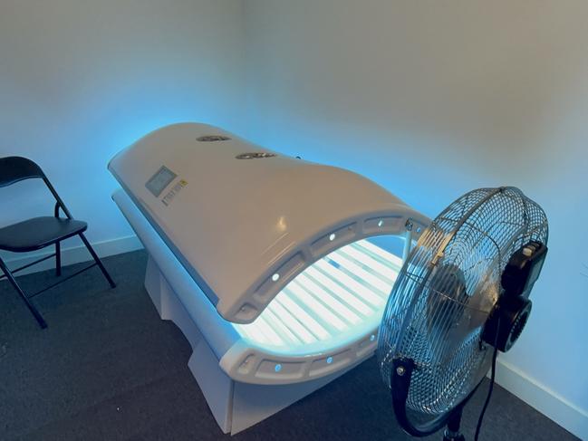 An illegal solarium found secretly running out the back of a supplements store in Clayton. Source: Supplied