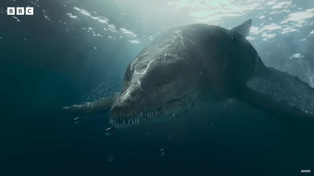 Huge sea monster could have been up to 12m long. Picture: YouTube/BBC