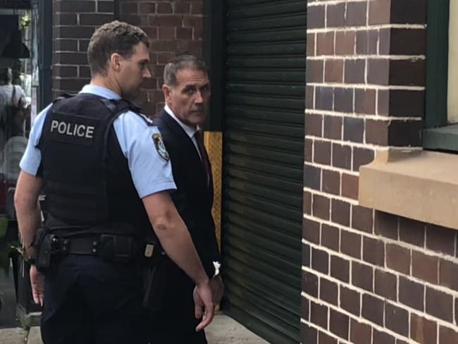 Jason Garnard Wilks, 54, of Cromer, being led into Manly Police Station after being convicted and jailed in Manly Local Court on Thursday, February 1, 2024, for high range drink driving and driving while suspended. Picture: Manly Daily