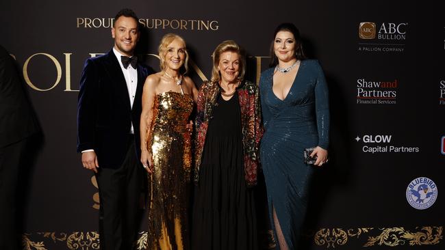(L-R) Joshua Penn and Linda Penn with Roslyn Packer and Francesca Packer at the Gold Dinner Fundraiser for the Sydney Children’s Hospital Picture: Jonathan Ng