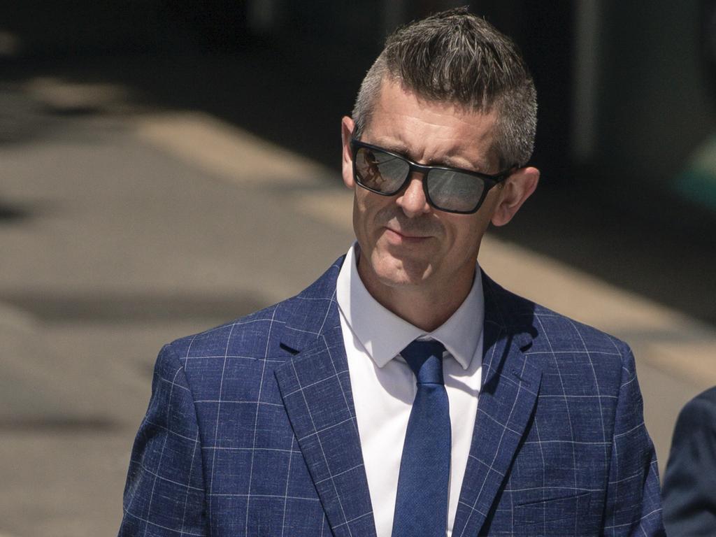 Lee Lovell arrives at the Brisbane Supreme Court for the trial of a second teenager charged with the murder of his wife Emma on Boxing Day 2022. Picture: NewsWire / Glenn Campbell