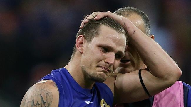 Clay Smith, emotional on Saturday night. Picture: Wayne Ludbey