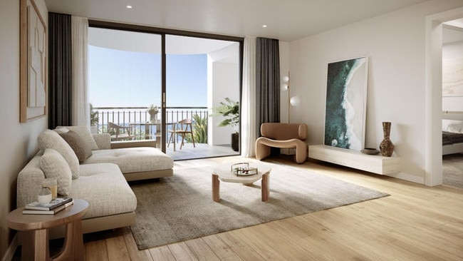 A look at the living rooms which will be in the Mizu apartments in Batehaven. Picture: Supplied.