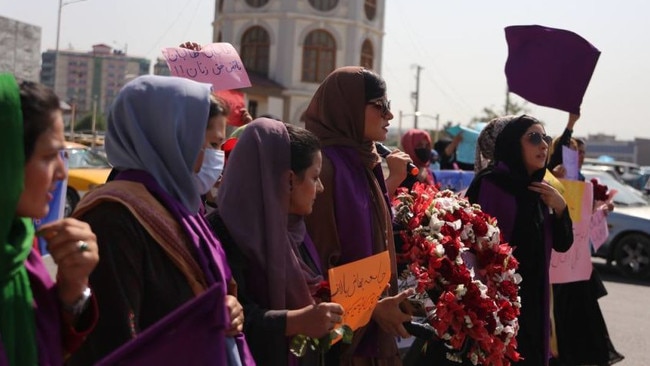 Young women took to the streets for two days in a row before the Taliban intervened. Picture: Bilal Guler/Anadolu Agency via Getty Images