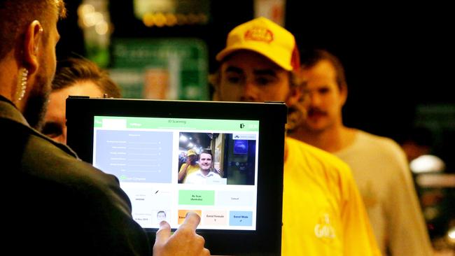 ID Scanners being used at the Caxton Hotel, Caxton St, Brisbane. (Image AAP/Steve Pohlner)