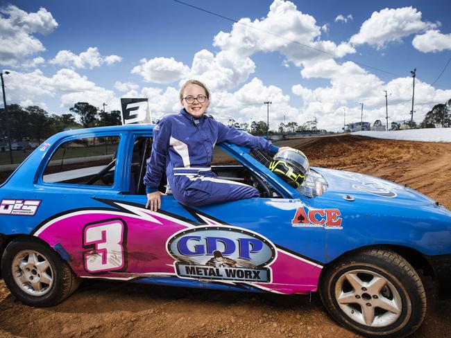 Chloe Lebeter races across Queensland and consistently travels more than 35,000km a year. Picture: Lachie Millard