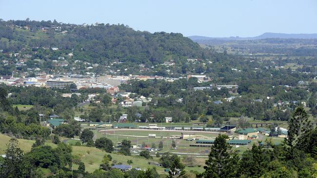 An elevated view from North Lismore Plateau of the Showground. Picture: Cathy Adams/The Northern Star