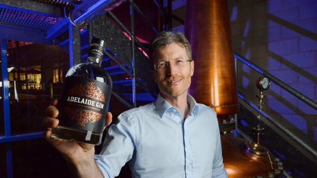 Michael Hickinbotham in the gin distillery at the Waite Campus Wine Science Laboratory. Picture: Brenton Edwards