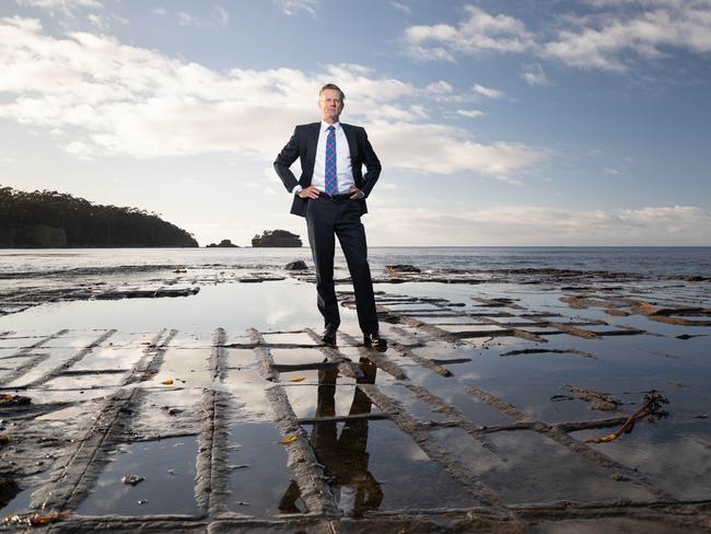 Paul Garrott CEO of  biotech company Marinova at Eaglehawk Neck on Tasmania's east coast where the company harvests  Wakame seaweed to extract the compound fucoidan.21/05/2020photo by Peter Mathew