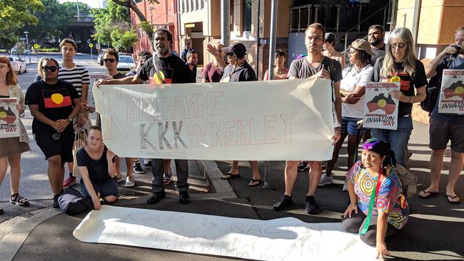 Protesters outside the Channel 10 Studios following the TV stoush. Picture: Paulie Bover/Facebook