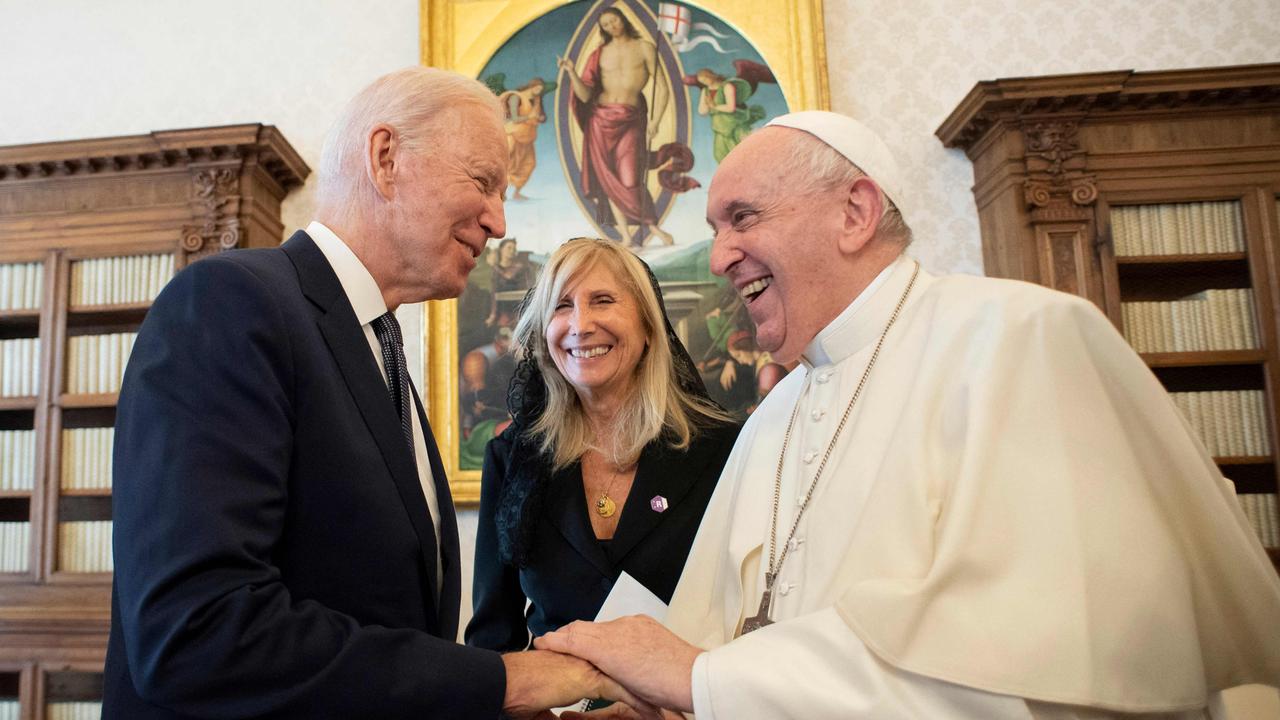 Pope Francis meeting with US President Joe Biden during a private audience at The Vatican, ahead of an upcoming G20 summit of world leaders to discuss climate change, Covid-19 and the post-pandemic global recovery.