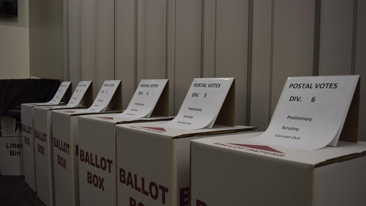 Ballot boxes for voting.