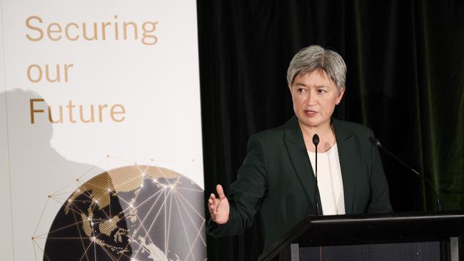 Penny Wong delivers a speechto the ANU national security college last week. Picture: Rohan Thomson/ANU