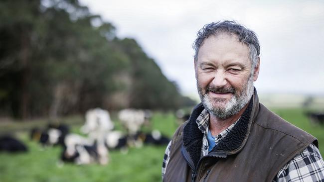 Larpent dairy farmer Mark Billing and his wife, Sam Simpson. Picture: Nicole Cleary