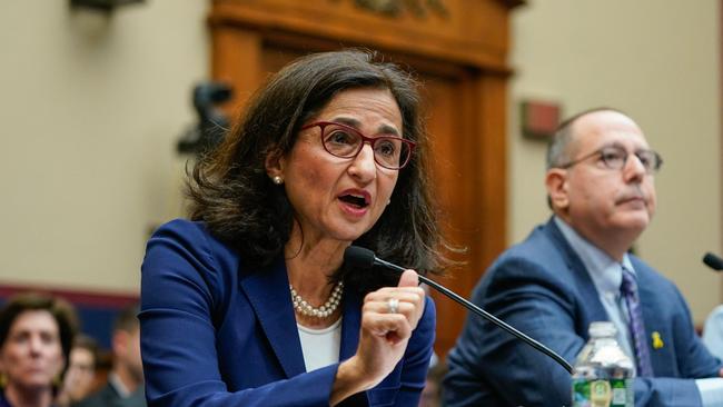 Columbia University President Minouche Shafik testified before Congress in April about antisemitism on campus. Picture: Drew Angerer/AFP