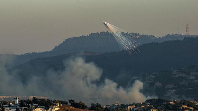 Smoke from Israeli bombardment billows in Kfarkila in southern Lebanon amid ongoing cross-border tensions as fighting continues between Israel and Hamas in the Gaza Strip. Picture: AFP