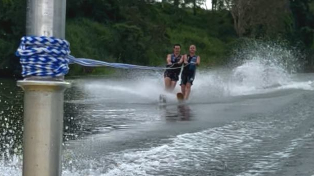Slater Pearce loved to ski and was often being pulled behind the beloved family boat Ricochet with his father Andrew at Marian Weir. Photos supplied by the Pearce family.