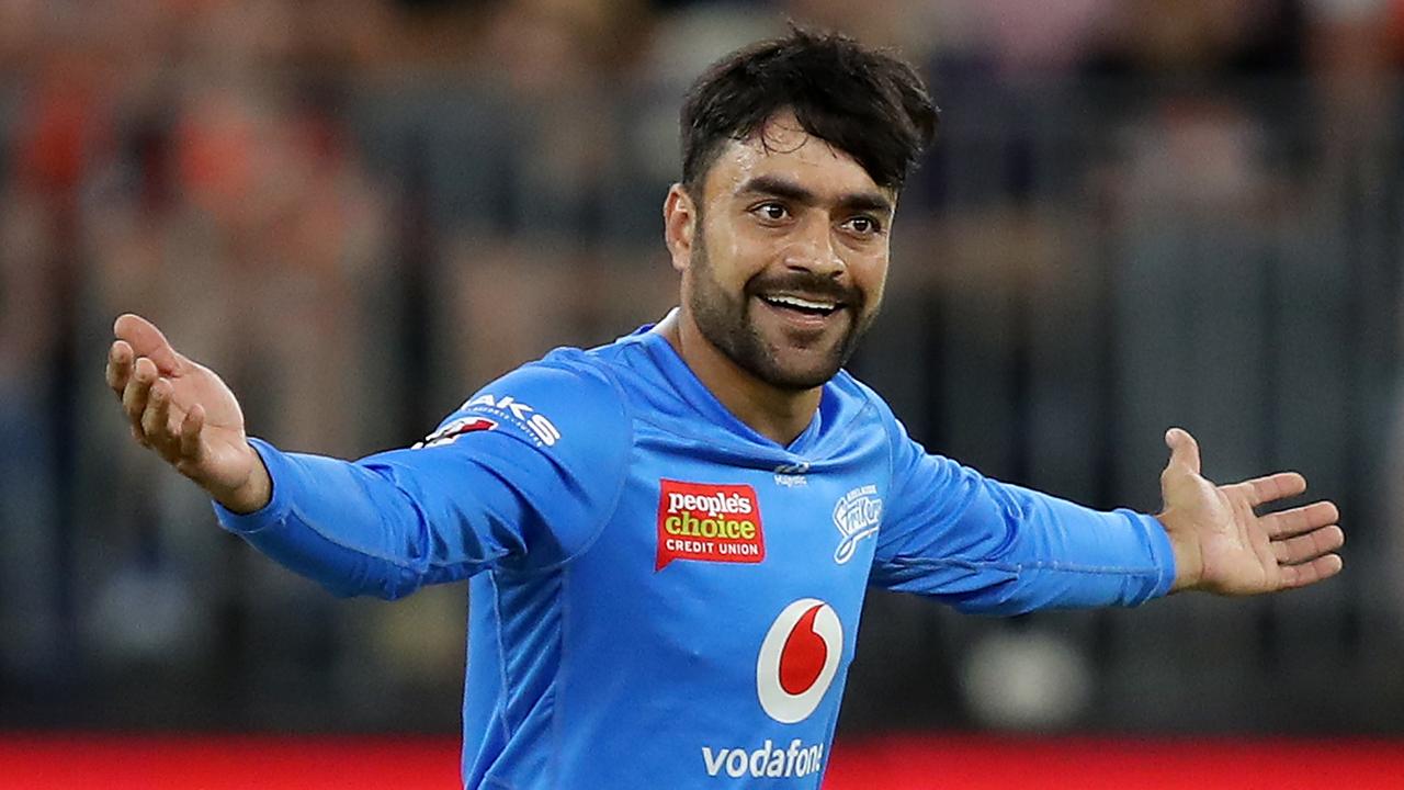 Strikers star Rashid Khan could miss the closing stages of the BBL. Picture: AAP