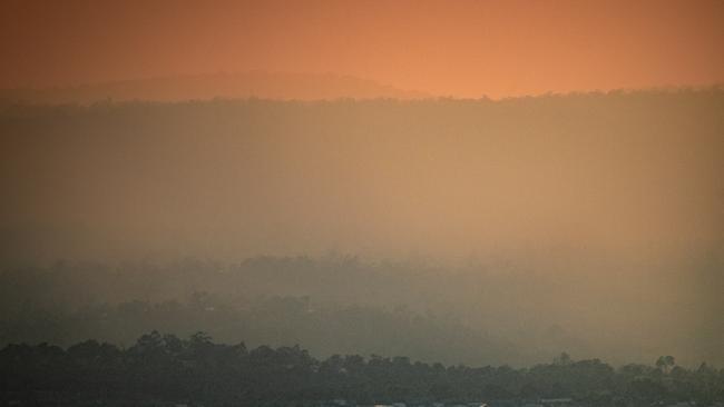 Bushfire smoke, Mowbray, by artist Richard Butler in his latest exhibition titled 'The desire to be there'.