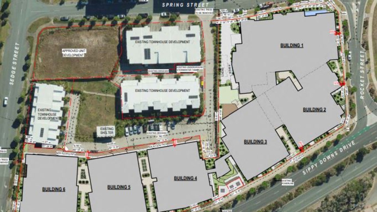 The six towers would fill a vacant site, adjacent to a series of townhouses.