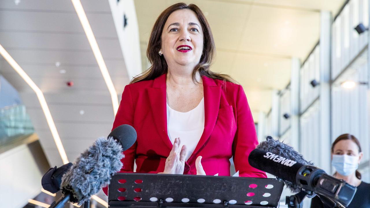 Premier Annastacia Palaszczuk at COVID press conference on Thursday. Picture: Richard Walker