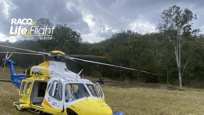 A file image of the RACQ LifeFlight helicopter. A woman was flown to hospital after an incident with a horse on Monday. Picture: RACQ LifeFlight