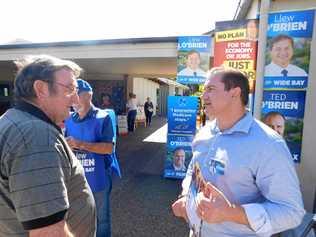 The LNP's Llew O'Brien talks to a Wide Bay voter. Picture: PeterGardiner