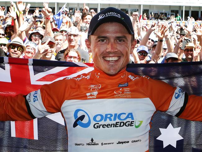 Tour Down Under - Stage 5 - McLaren Vale to Willunga Hill. Simon Gerrans regains the Ochre jersey from Cadel Evans and will wear it on the final stage on Australia Day. PIC SARAH REED.